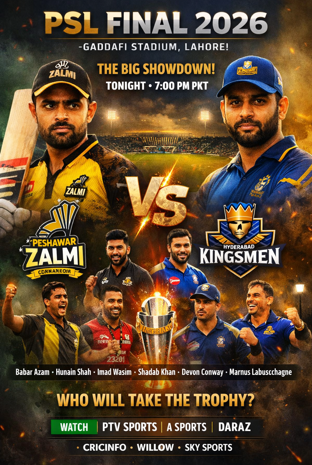 PSL 2026 Final Peshawar Zalmi vs Hyderabad Kingsmen