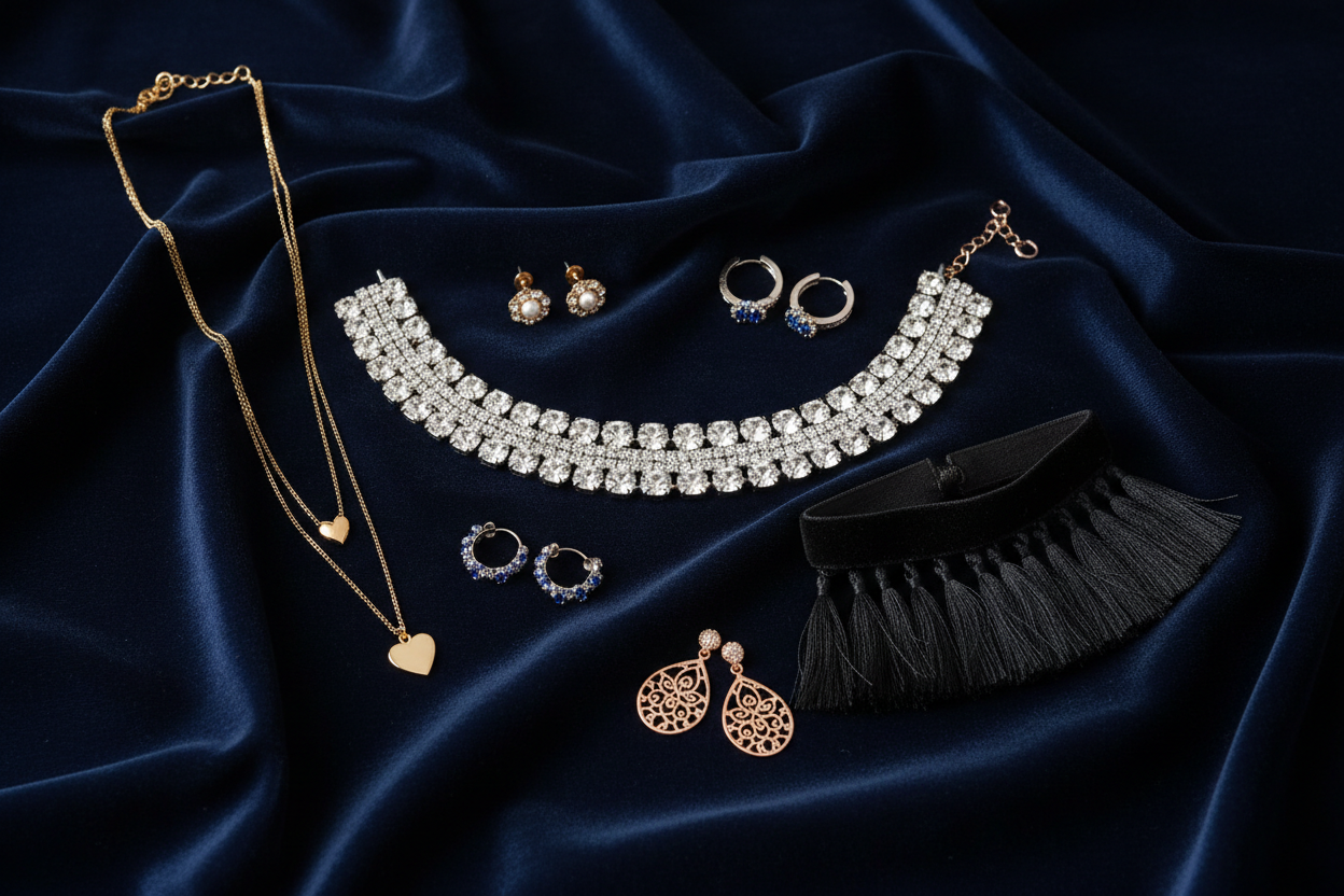 SK Imported Jewellery for Women Pakistan — Rhinestone Chokers & Layered Necklaces | InstantSale