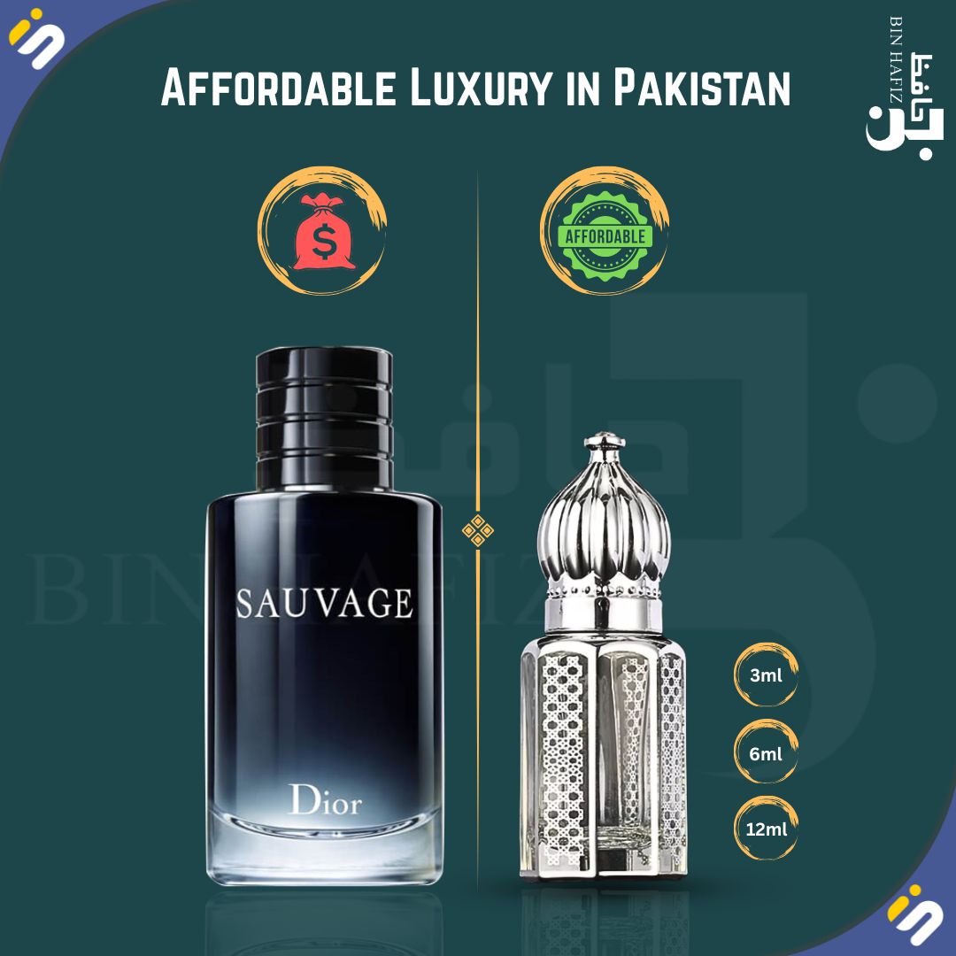 InstantSale.pk Bin Hafiz Sauvage Attar non alcoholic Perfume Oil – A Luxurious Dior Sauvage Inspired Fragrance 3ml 6ml 12ml luxury afforadable