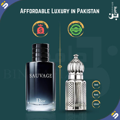 InstantSale.pk Bin Hafiz Sauvage Attar non alcoholic Perfume Oil – A Luxurious Dior Sauvage Inspired Fragrance 3ml 6ml 12ml luxury afforadable