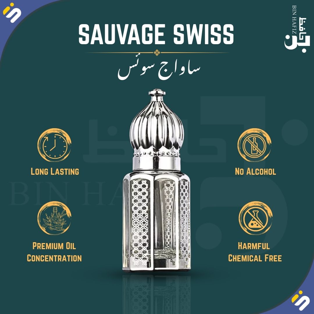 Bin Hafiz High Quality Sauvage Swiss Attar Perfume Oil | Dior Sauvage Inspired Fragrance Bin Hafiz