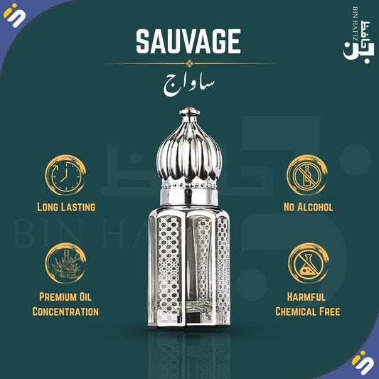 InstantSale Bin Hafiz Sauvage Attar Perfume Oil – A Luxurious Dior Sauvage Inspired Fragrance 3ml 6ml 12ml