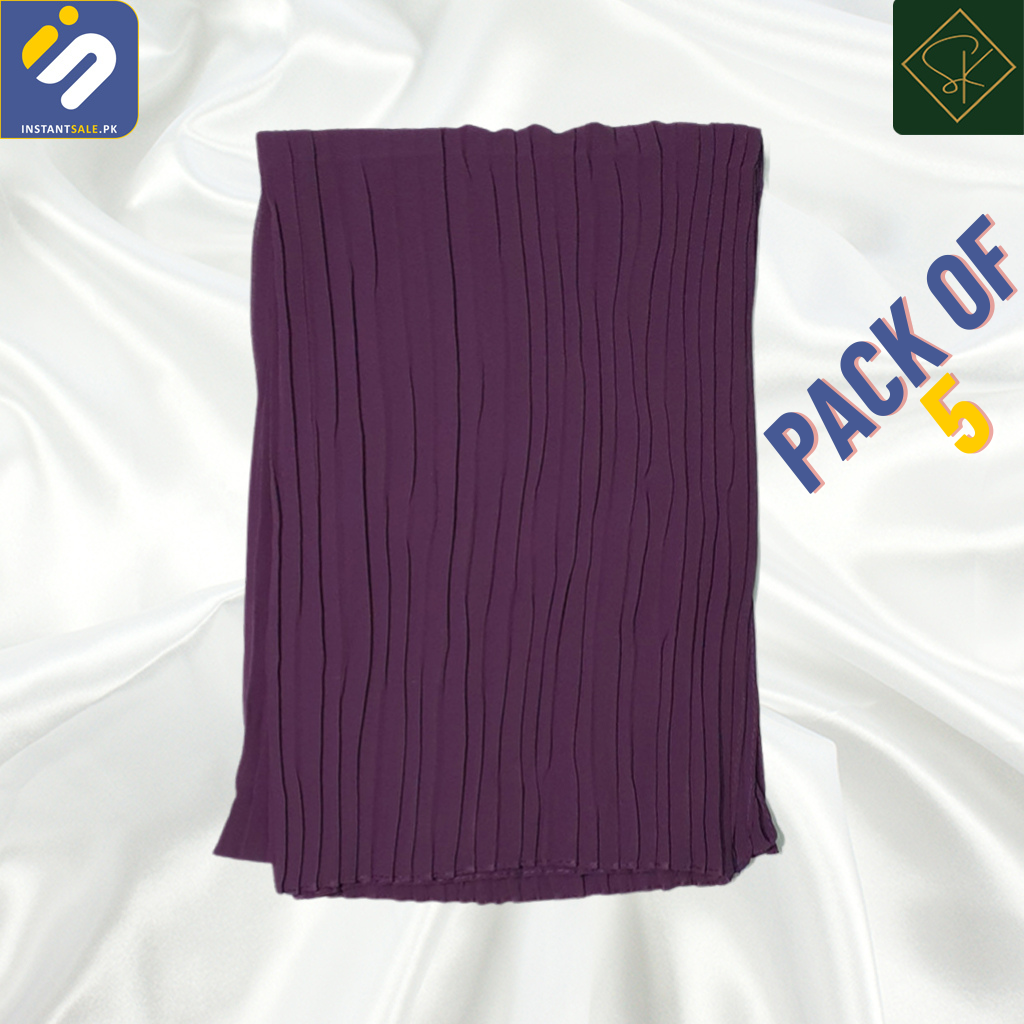 Bundle Offer | SK Imported Plain Crinkle Chiffon Scarf - Elevate Your Style InstantSalePk