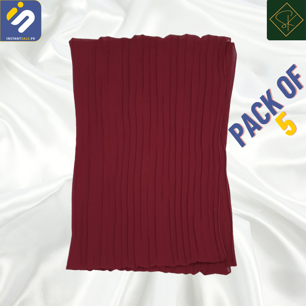 Bundle Offer | SK Imported Plain Crinkle Chiffon Scarf - Elevate Your Style InstantSalePk