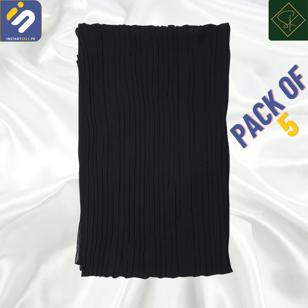 Bundle Offer | SK Imported Plain Crinkle Chiffon Scarf - Elevate Your Style InstantSalePk
