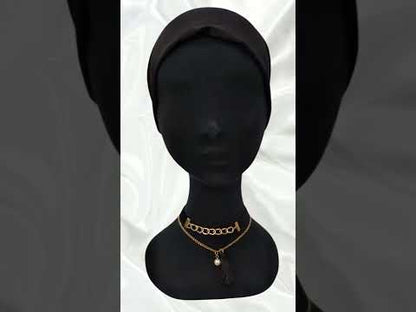 Bundle Offer | SK Imported Black Velour Cord Gold Tone Chain with Tassel Choker Necklace