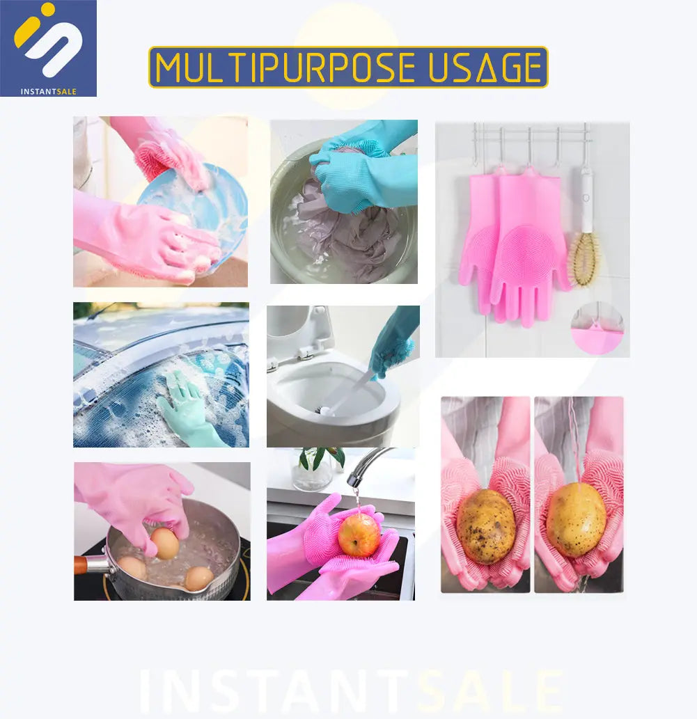 Washing Gloves with Scrubber, Multipurpose Usage InstantSale