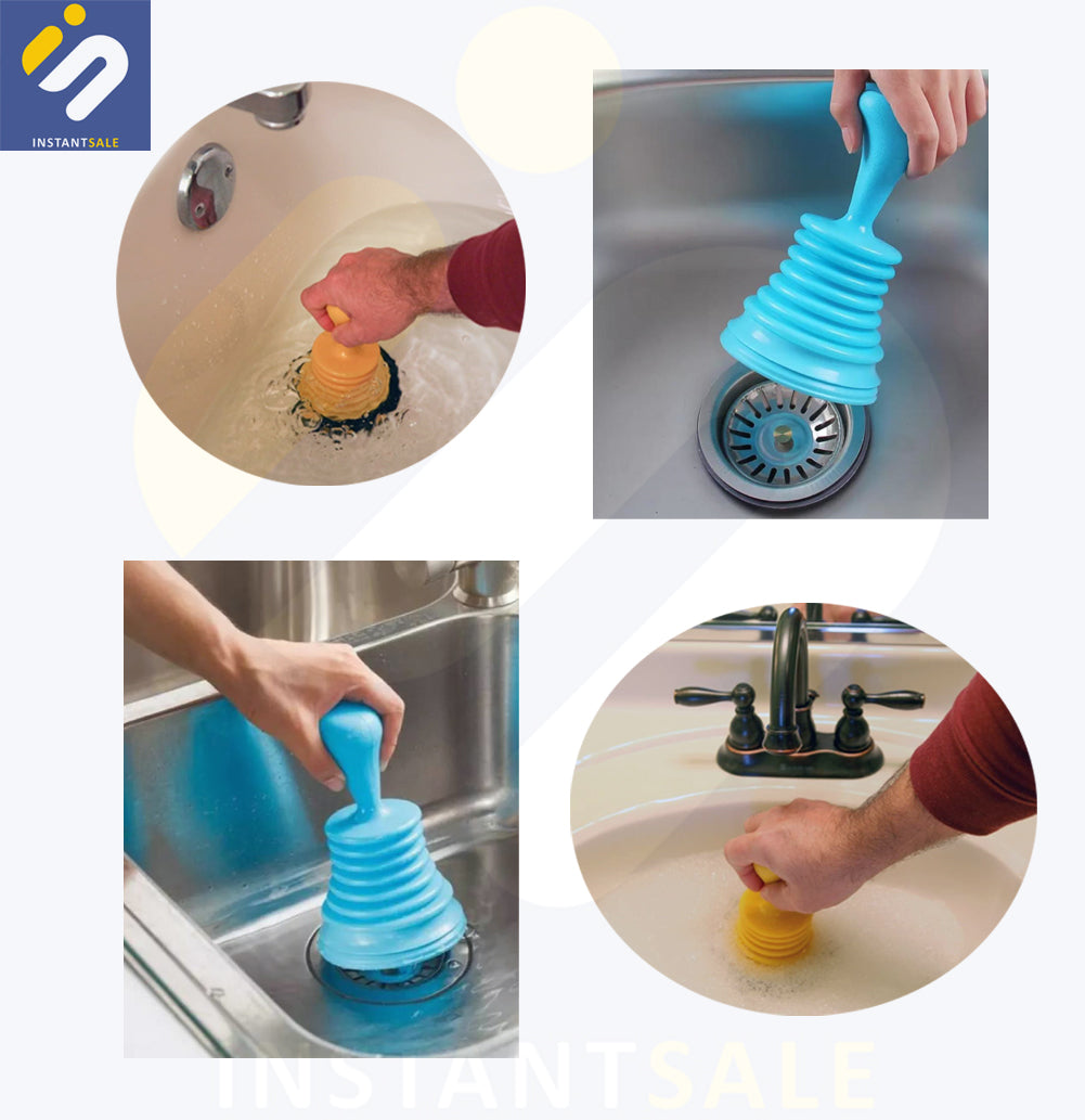 Compact Plunger Powerful Ergonomic Handle Bathroom Kitchen Sink Bathtub and Shower Drain Unclog Easy Minimal Effort Unblocker InstantSale