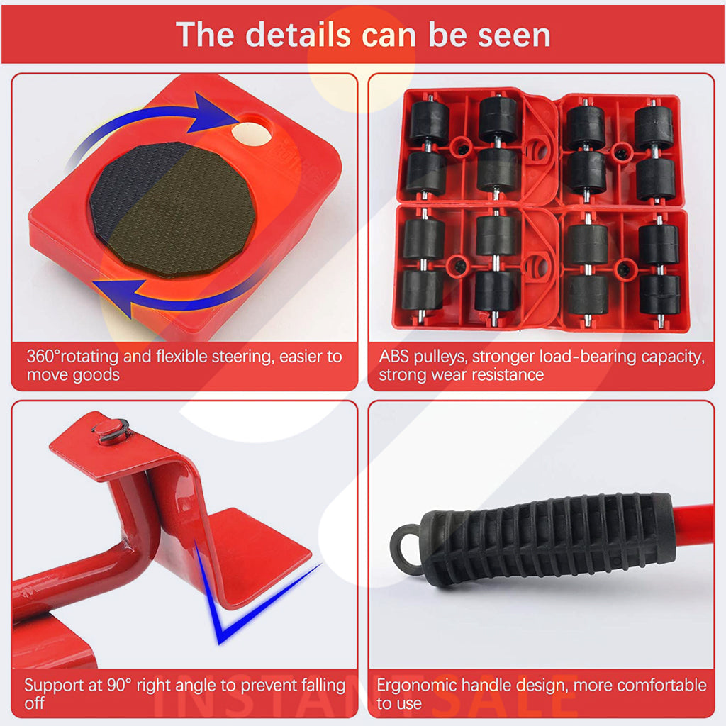Furniture Lifter Easy to Move Slider 5 Piece Mobile Tool Set InstantSale