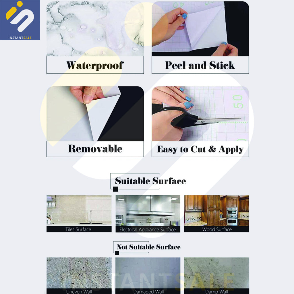 InstantSale InstantSale 3D Self Adhesive Sheet for Bathroom Kitchen Cupboard Room Decoration - Buy Online in Pakistan