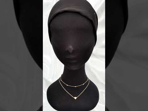 SK Imported Golden Layered Choker Necklace Delicate Bar Pendant Necklace Gold Heart Double Chain Jewellry for Women, J303
