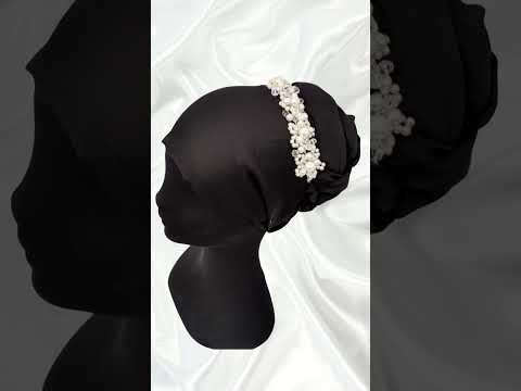 SK Imported White Elegant Bridal Wedding Hair Accessories Crystal Pearl Flower Girl Hijab Headband Ribbon Headpiece Hair Jewelry Accessories